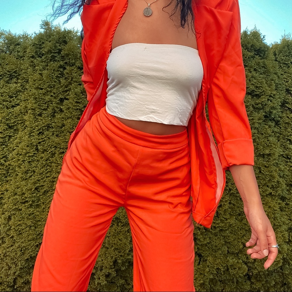 Orange 2 piece suit